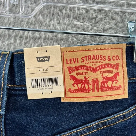 Levis Rib Cage Straight Ankle Jeans Womens 26 X 27 Button Fly Distressed Denim - Picture 4 of 13